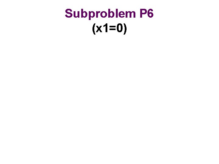 Subproblem P 6 (x 1=0) 