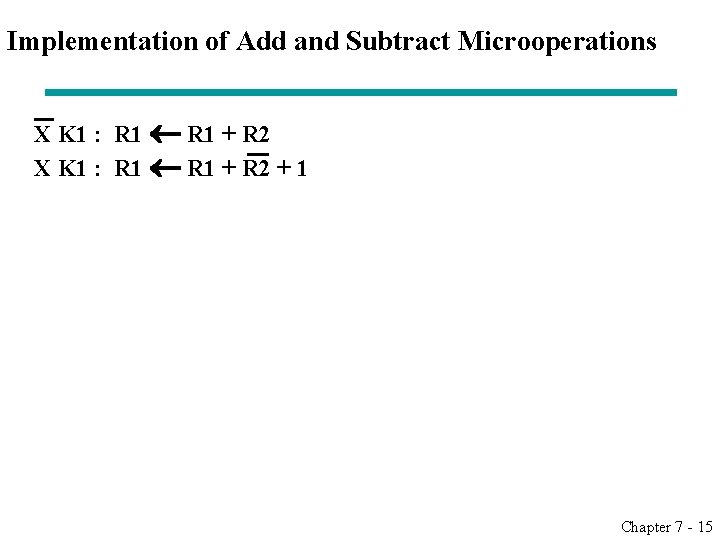 Implementation of Add and Subtract Microoperations X K 1 : R 1 + R Implementation of Add and Subtract Microoperations X K 1 : R 1 + R