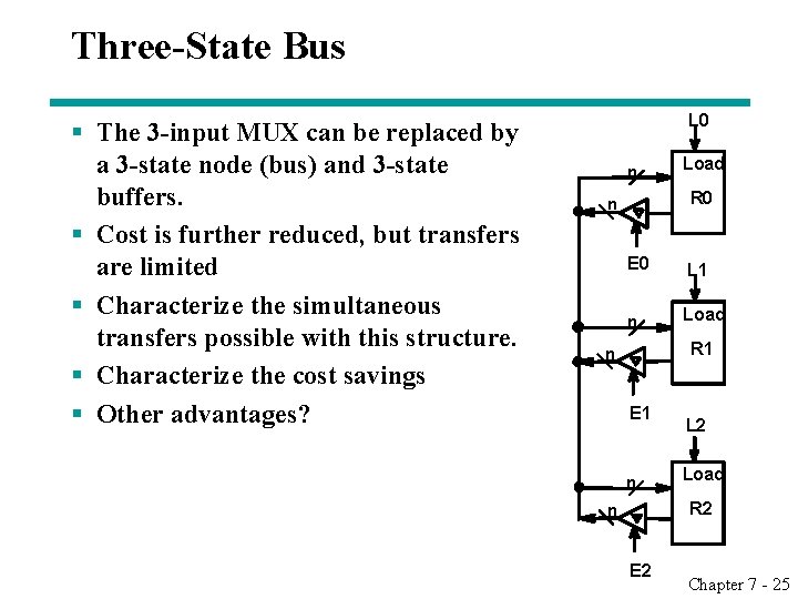 Three-State Bus § The 3 -input MUX can be replaced by a 3 -state Three-State Bus § The 3 -input MUX can be replaced by a 3 -state