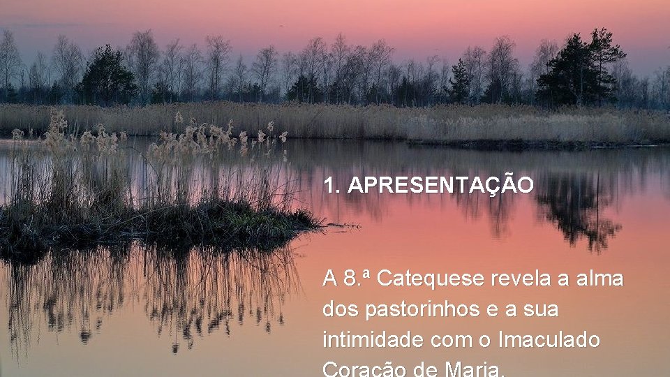 1. APRESENTAÇÃO A 8. ª Catequese revela a alma dos pastorinhos e a sua 1. APRESENTAÇÃO A 8. ª Catequese revela a alma dos pastorinhos e a sua