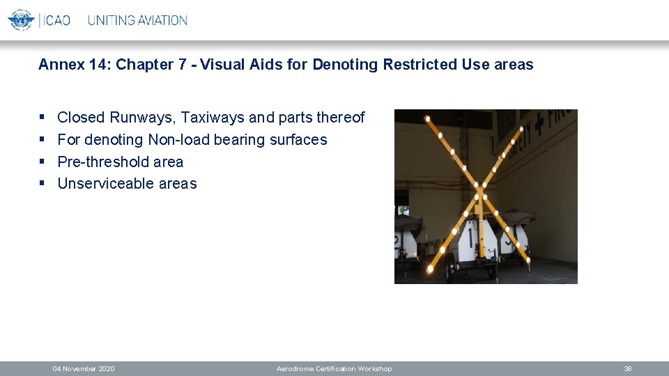 Annex 14: Chapter 7 - Visual Aids for Denoting Restricted Use areas § §