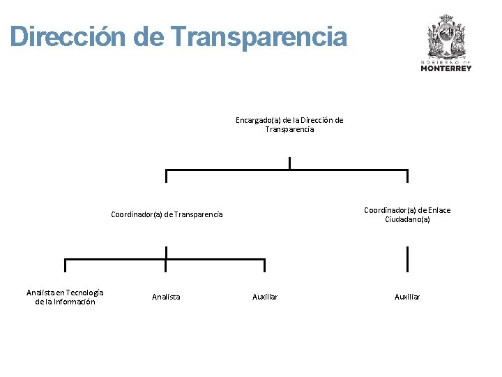 Dirección de Transparencia Encargado(a) de la Dirección de Transparencia Coordinador(a) de Enlace Ciudadano(a) Coordinador(a)