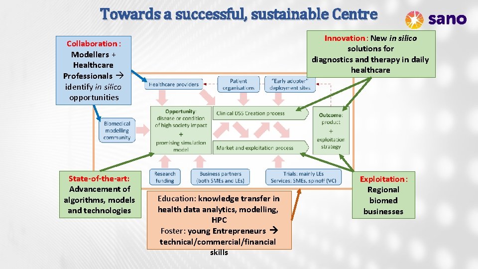 Towards a successful, sustainable Centre Innovation: New in silico solutions for diagnostics and therapy