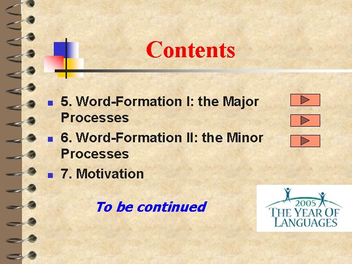 Contents n n n 5. Word-Formation I: the Major Processes 6. Word-Formation II: the
