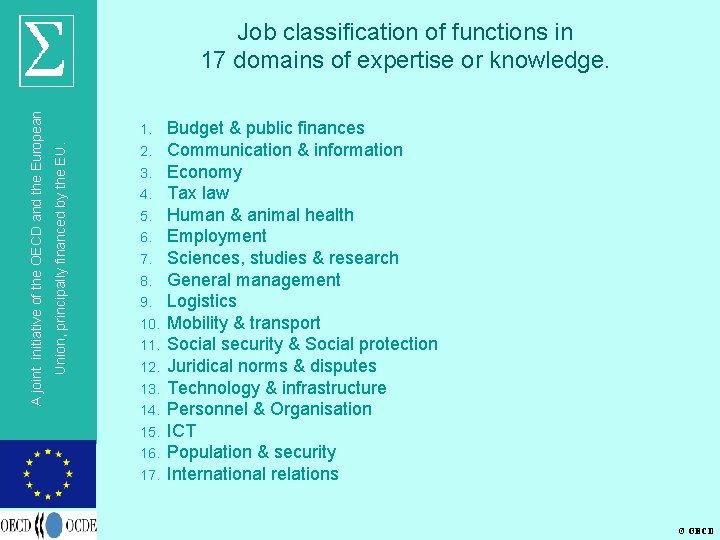 1. Union, principally financed by the EU. A joint initiative of the OECD and