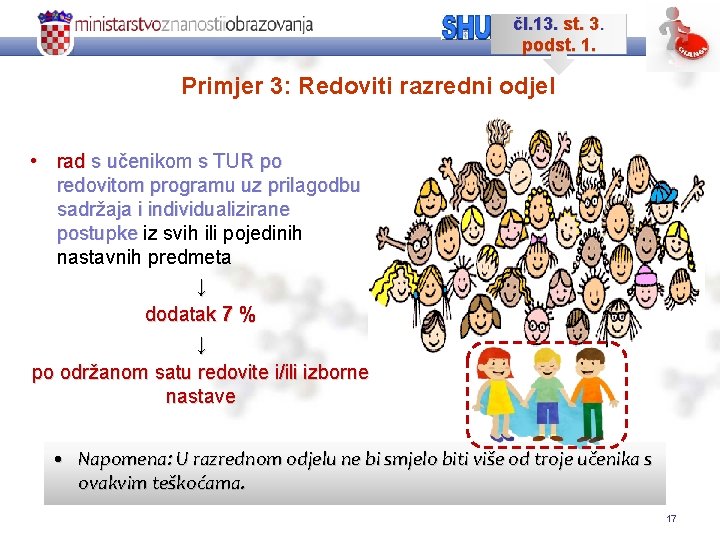 čl. 13. st. 3. podst. 1. Primjer 3: Redoviti razredni odjel • rad s