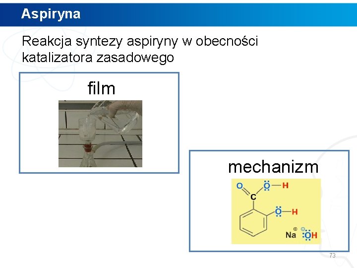 Aspiryna Reakcja syntezy aspiryny w obecności katalizatora zasadowego film mechanizm 73 
