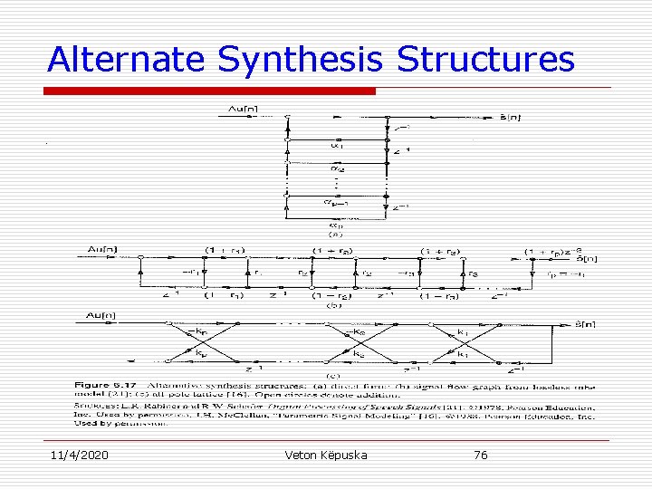 Alternate Synthesis Structures 11/4/2020 Veton Këpuska 76 