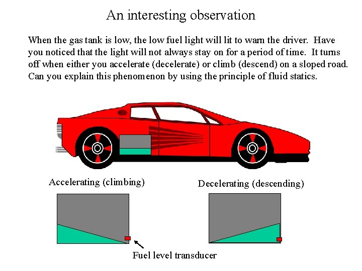An interesting observation When the gas tank is low, the low fuel light will