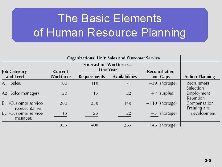 The Basic Elements of Human Resource Planning 3 -5 