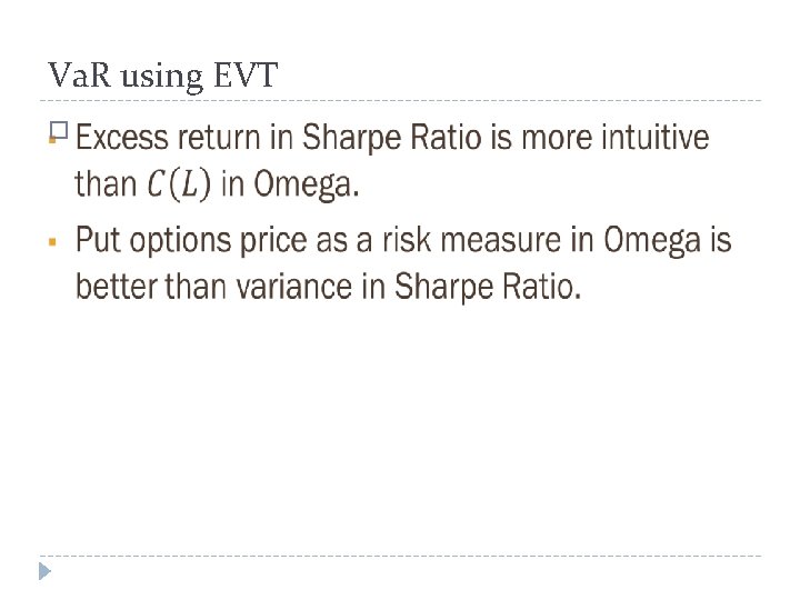 Va. R using EVT � 