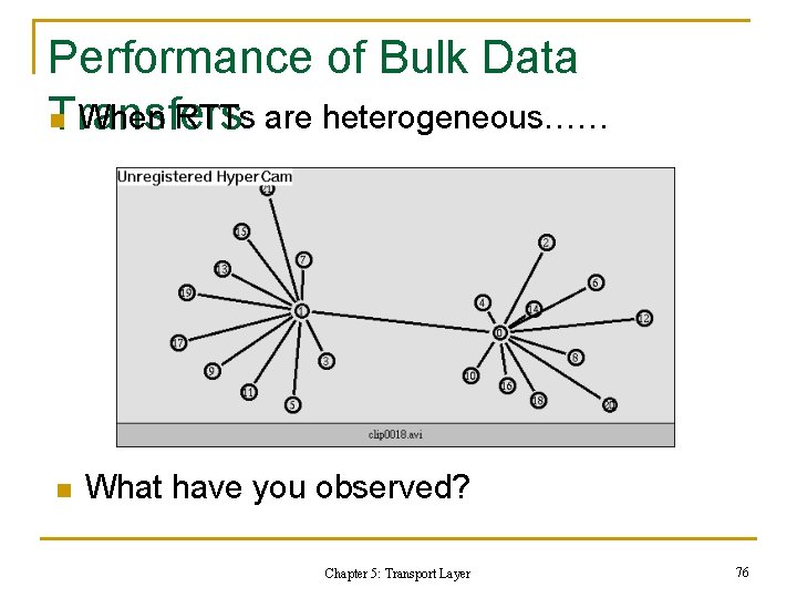 Performance of Bulk Data n When RTTs are heterogeneous…… Transfers n What have you
