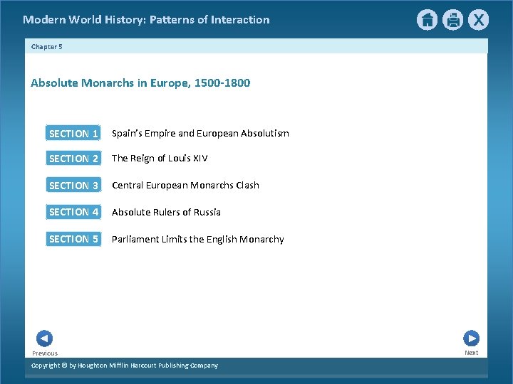 Modern World History: Patterns of Interaction Chapter 5 Absolute Monarchs in Europe, 1500 -1800