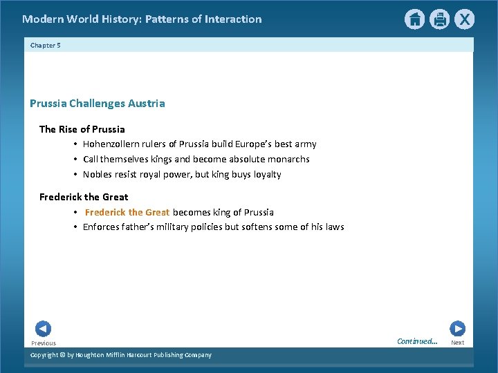 Modern World History: Patterns of Interaction Chapter 5 3 Prussia Challenges Austria The Rise