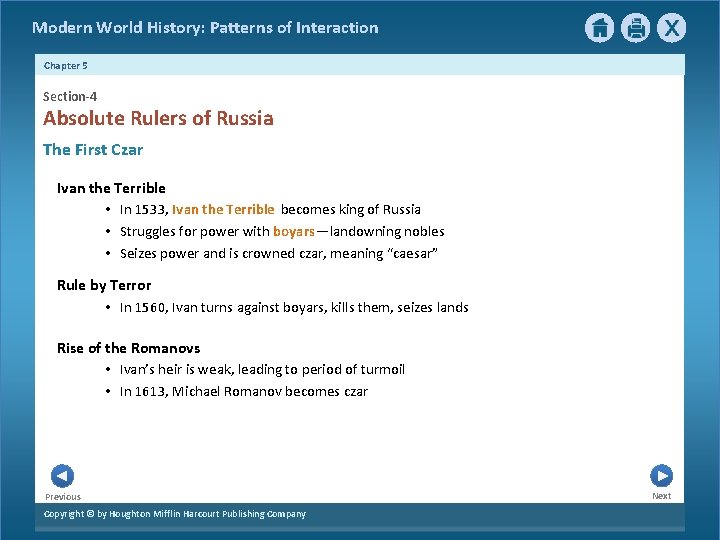 Modern World History: Patterns of Interaction Chapter 5 Section-4 Absolute Rulers of Russia The