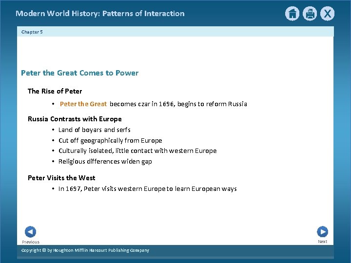 Modern World History: Patterns of Interaction Chapter 5 3 Peter the Great Comes to