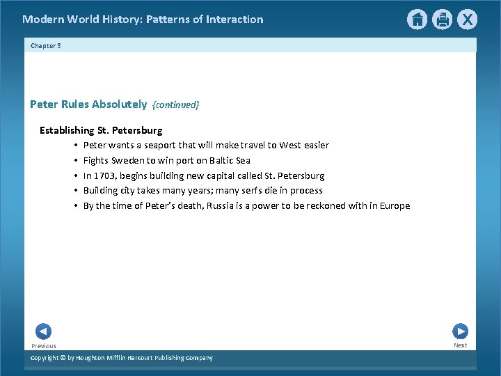 Modern World History: Patterns of Interaction Chapter 5 3 Peter Rules Absolutely {continued} Establishing