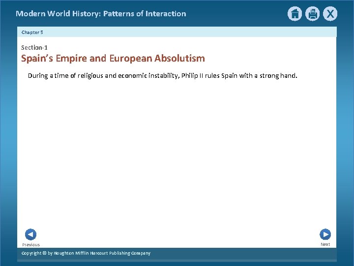 Modern World History: Patterns of Interaction Chapter 5 Section-1 Spain’s Empire and European Absolutism