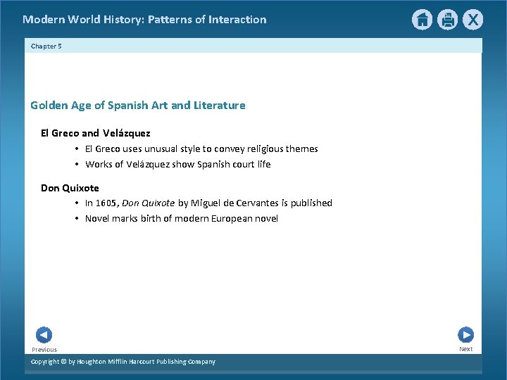 Modern World History: Patterns of Interaction Chapter 5 Golden Age of Spanish Art and
