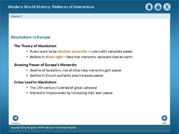 Modern World History: Patterns of Interaction Chapter 5 Absolutism in Europe Theory of Absolutism