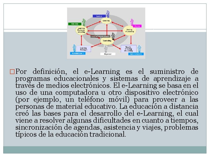 �Por definición, el e-Learning es el suministro de programas educacionales y sistemas de aprendizaje
