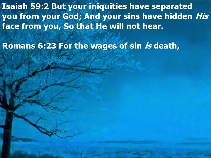 Isaiah 59: 2 But your iniquities have separated you from your God; And your