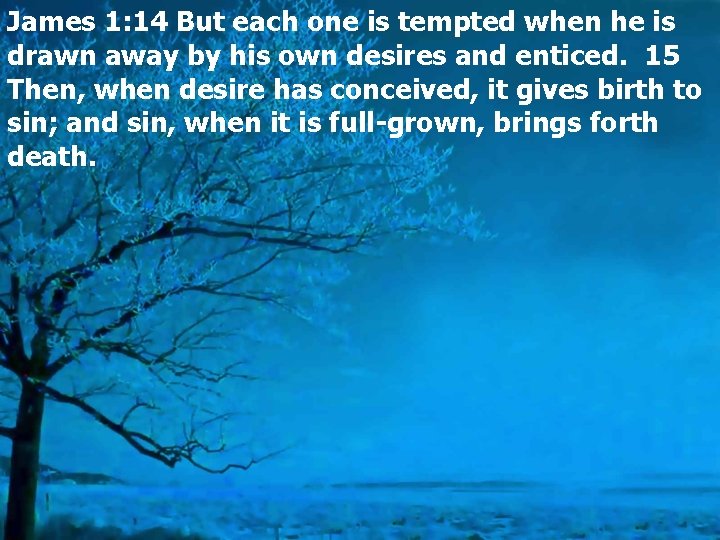 James 1: 14 But each one is tempted when he is drawn away by