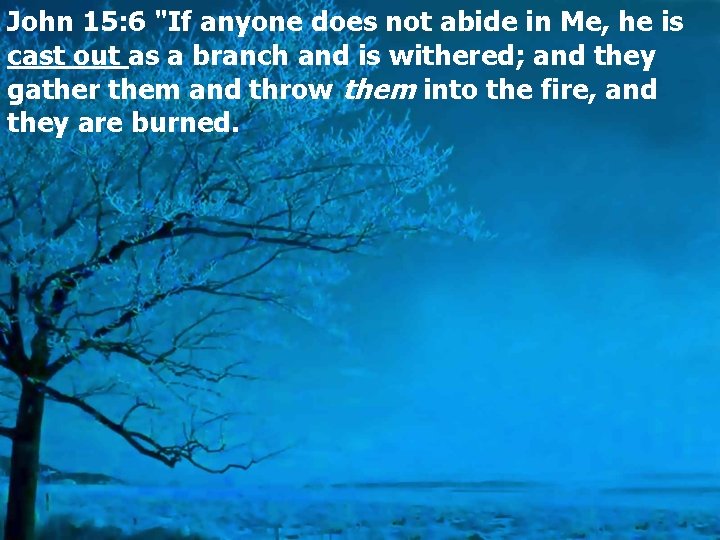 John 15: 6 "If anyone does not abide in Me, he is cast out