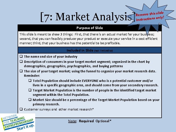 slide Remove this only! Instructions [7: Market Analysis] Purpose of Slide This slide is