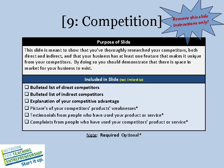 [9: Competition] slide Remove this only! Instructions Purpose of Slide This slide is meant