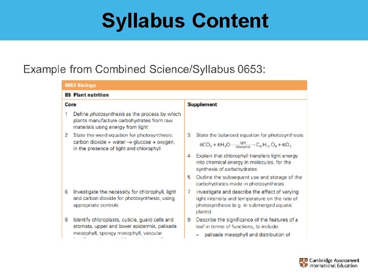 Syllabus Content 