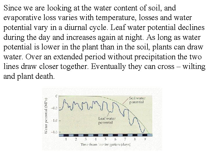 Since we are looking at the water content of soil, and evaporative loss varies