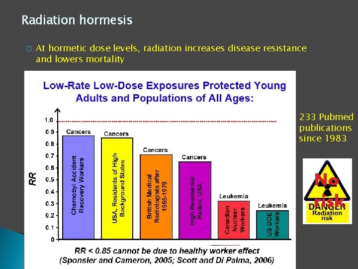 Radiation hormesis � At hormetic dose levels, radiation increases disease resistance and lowers mortality
