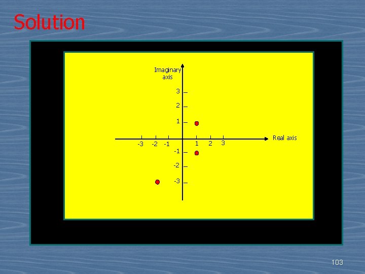 Solution Imaginary axis 3 2 1 -3 -2 -1 1 2 3 Real axis