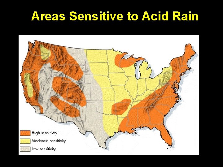 Areas Sensitive to Acid Rain 