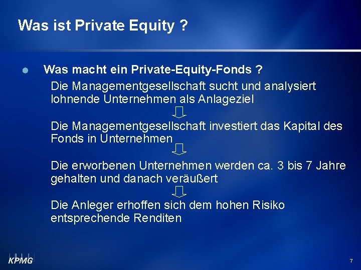 Was ist Private Equity ? Was macht ein Private-Equity-Fonds ? Die Managementgesellschaft sucht und