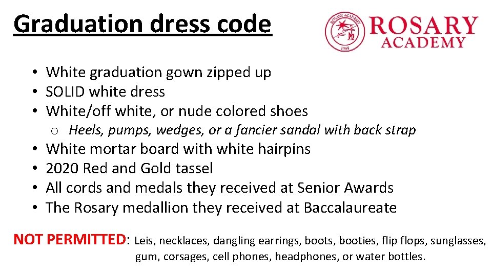 Graduation dress code • White graduation gown zipped up • SOLID white dress •