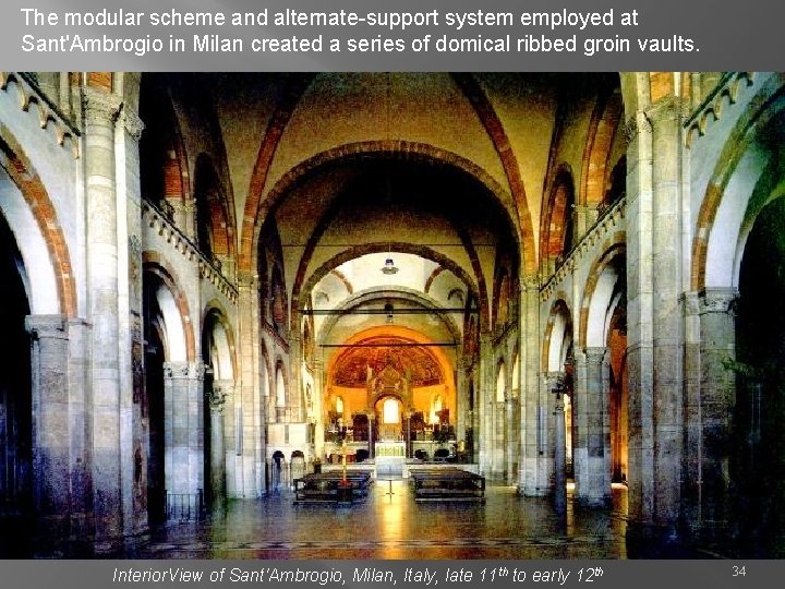 The modular scheme and alternate-support system employed at Sant'Ambrogio in Milan created a series