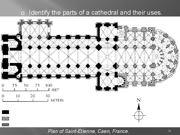  Identify the parts of a cathedral and their uses. Plan of Saint-Étienne, Caen,