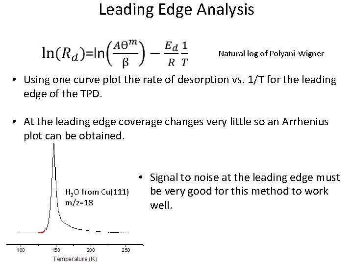 Leading Edge Analysis Natural log of Polyani-Wigner • Using one curve plot the rate