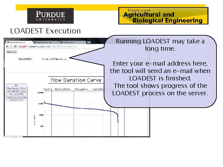 LOADEST Execution Running LOADEST may take a long time. Enter your e-mail address here,