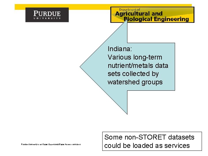 Indiana: Various long-term nutrient/metals data sets collected by watershed groups Purdue University is an