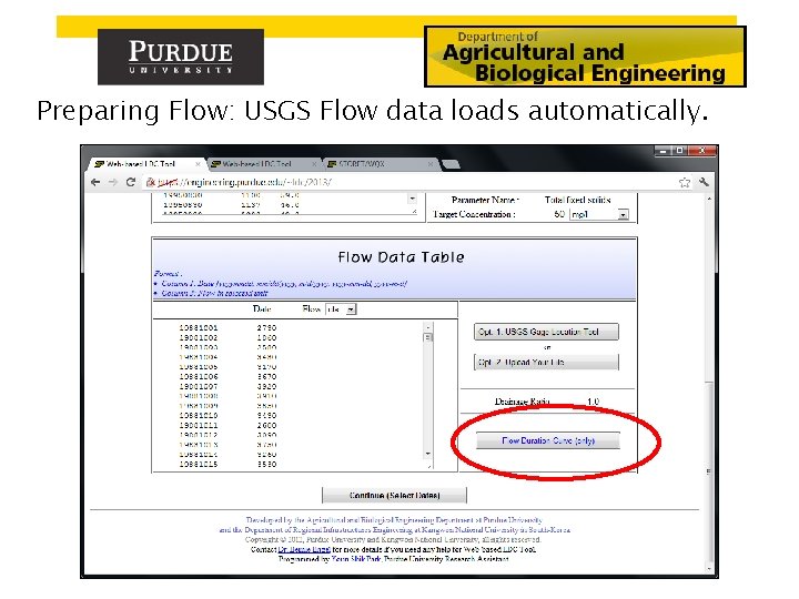 Preparing Flow: USGS Flow data loads automatically. 