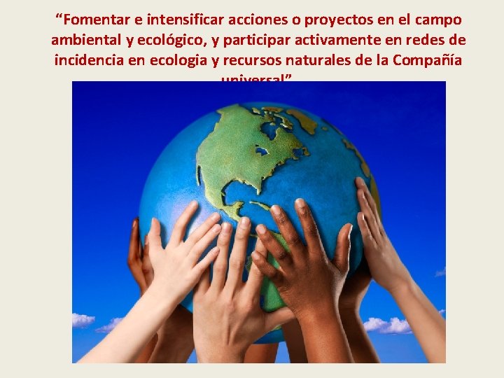 “Fomentar e intensificar acciones o proyectos en el campo ambiental y ecológico, y participar