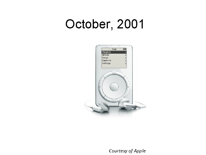 October, 2001 Courtesy of Apple 