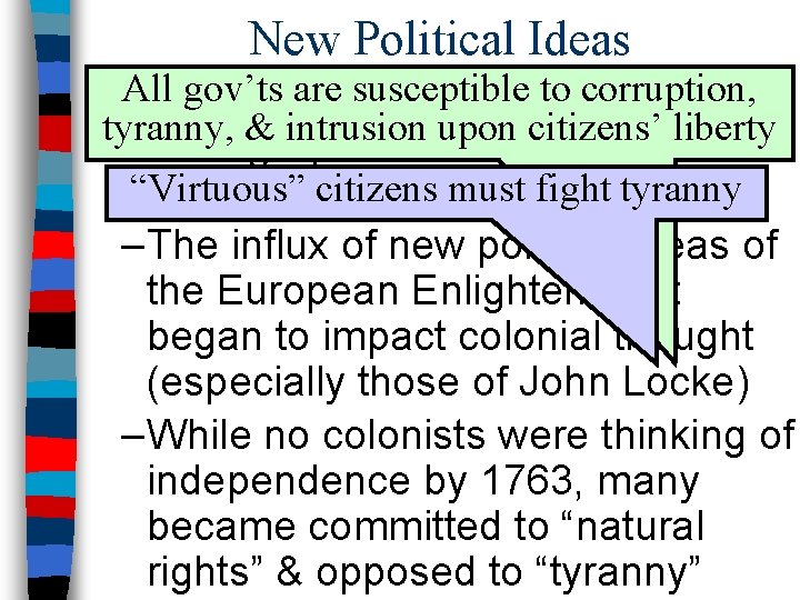 New Political Ideas All gov’ts are susceptible to corruption, ■ The introduction of Parliamentary