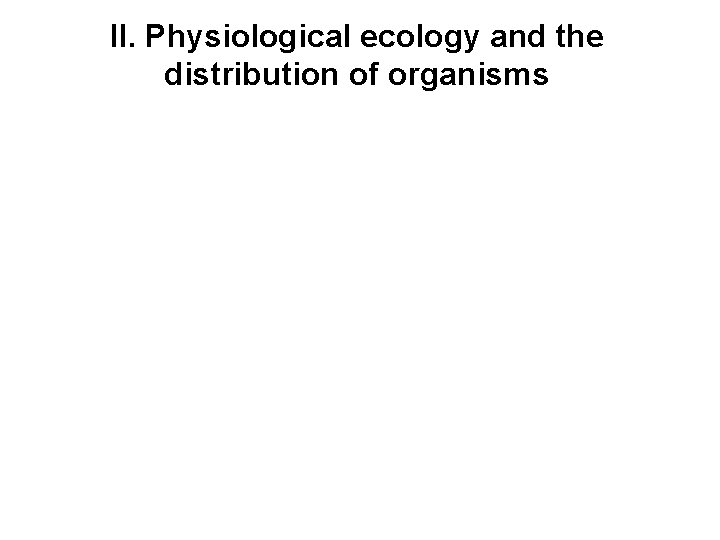 II. Physiological ecology and the distribution of organisms 