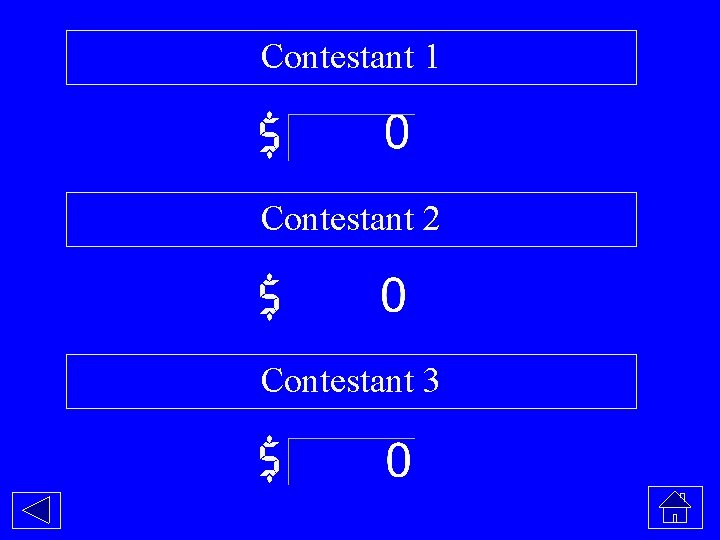 Contestant 1 $ Contestant 2 $ Contestant 3 $ 