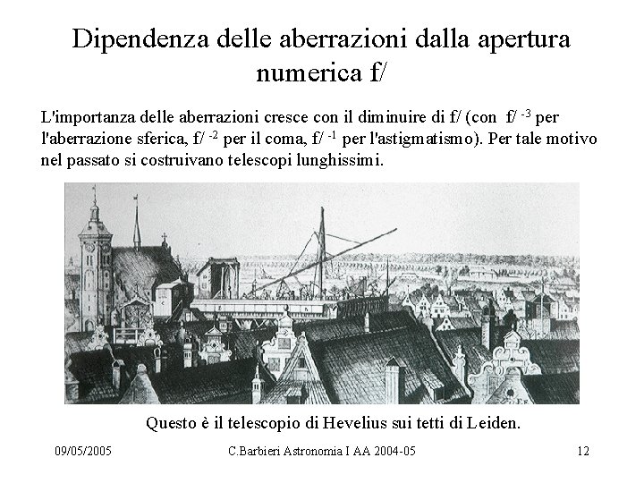 Dipendenza delle aberrazioni dalla apertura numerica f/ L'importanza delle aberrazioni cresce con il diminuire