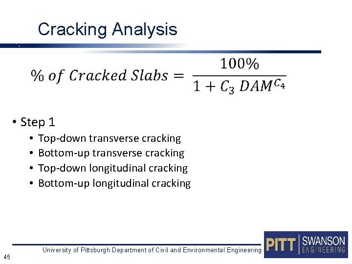 Cracking Analysis • Step 1 • • Top-down transverse cracking Bottom-up transverse cracking Top-down